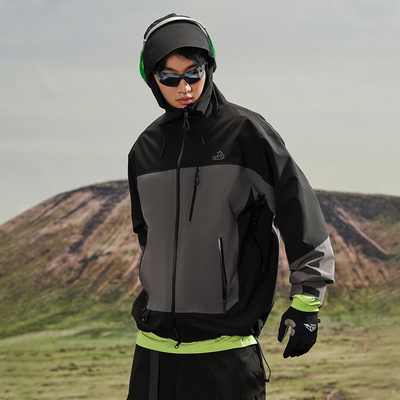 OEM ODM Patchwork Hardshell Men's Hiking Climbing 10000MM 3L Waterproof Jacket Women's Outdoor Clothing