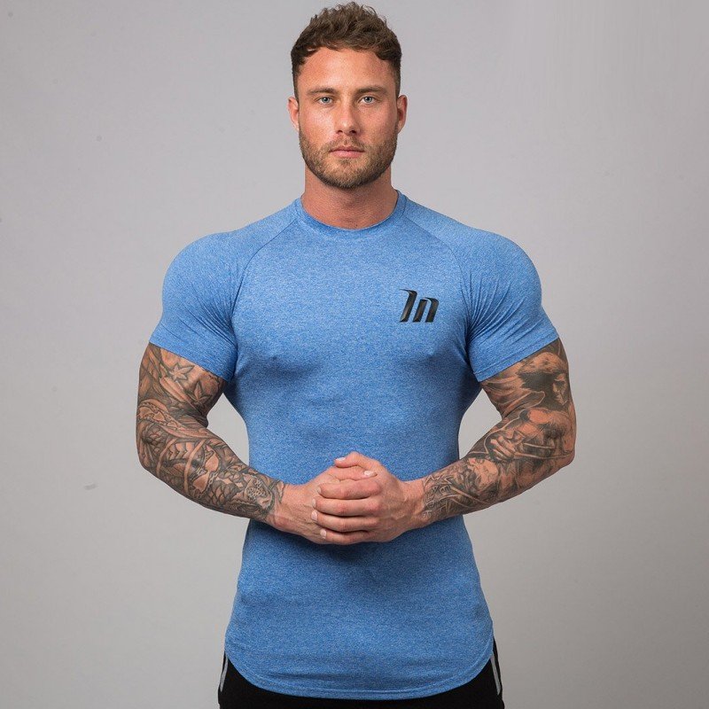 Muscular male sports short-sleeved men's summer breathable sweat-absorbing quick-drying clothes tight-fitting running half-sleev