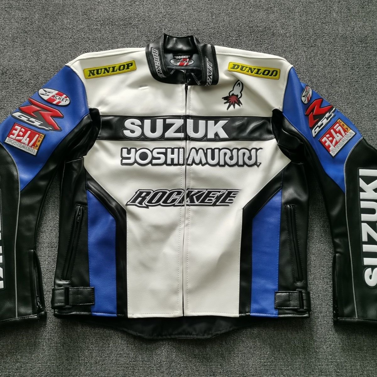 manufacturers custom new arrival oversize patch varsity Racing cowhide blue men's jacket accept OEM service