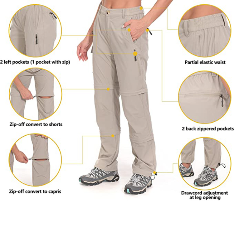 Stretch Softshell Hiking Trousers Zip Off Quick Drying Zip Trekking Trousers Lightweight Hiking Pants Men's Clothing Casual Thin