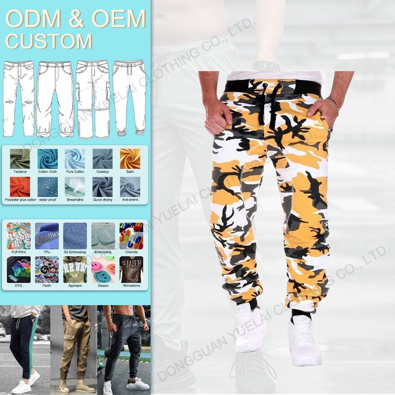 2025 New Custom Mens Camo Cargo Lightweight Hiking Outdoor Drawstring Sweatpants Streetwear Joggers Sweatpants