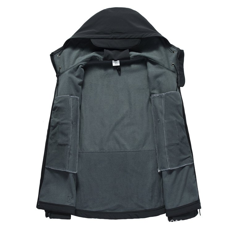 Outdoor Sharkskin Soft Shell Rushing Jacket Suit Men's Windproof Breathable Padded Mountaineering Clothing Jacket