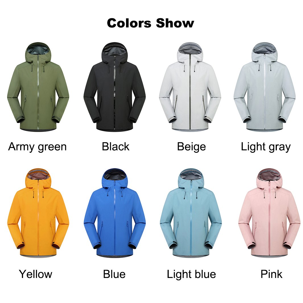 Men's Women's Lightweight Waterproof Hard Shell Jacket Hooded Rain Coat Outdoor Activities Fishing Hiking Heating Mountain