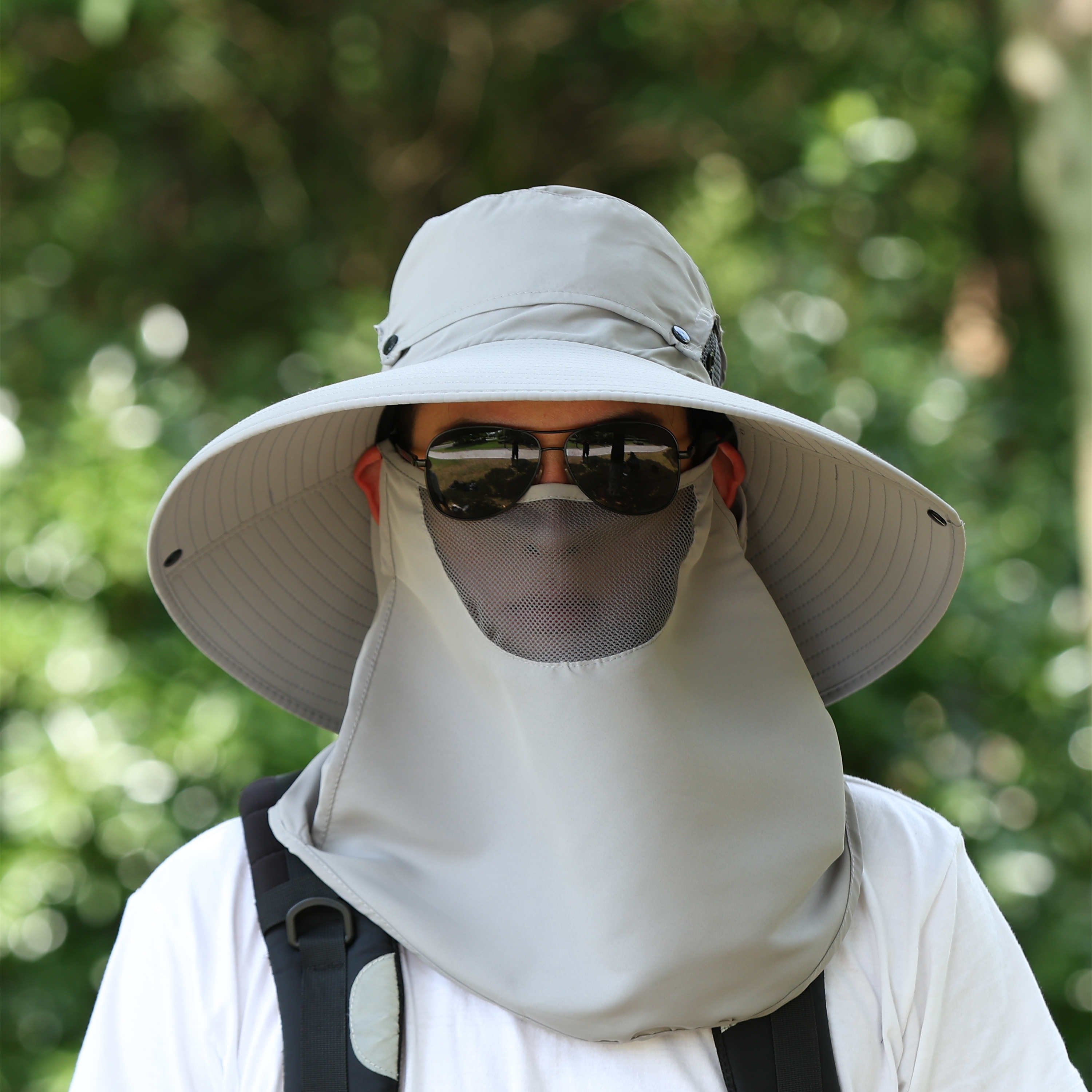 Summer Boutique Fisherman's Hat Cover Face Protect Neck Widen Brim Solid Color Sun Hat With Removable Face Mask No reviews yet