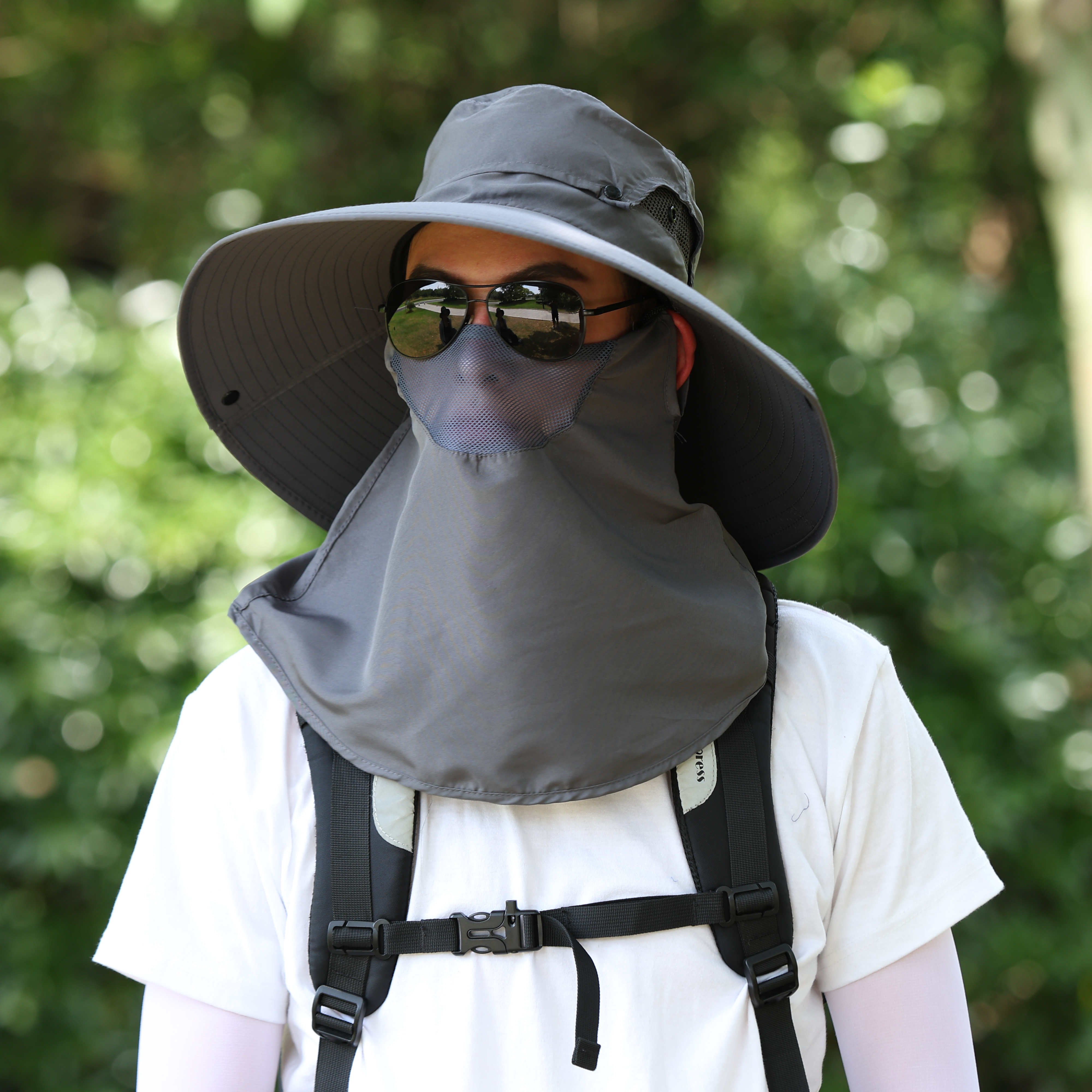 Summer Boutique Fisherman's Hat Cover Face Protect Neck Widen Brim Solid Color Sun Hat With Removable Face Mask No reviews yet