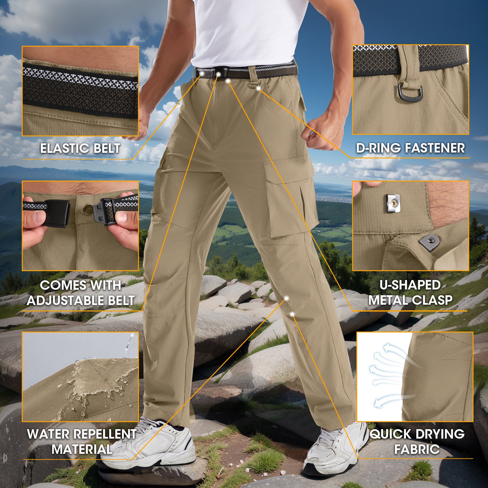 High Quality Unisex Windproof and Waterproof Ski & Hiking Pants Casual Print Flat Front Style Men's Woven Windproof Clothing