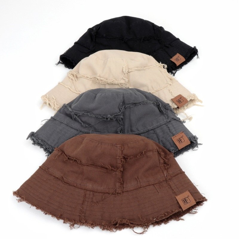 Korean version of fashion hairy edge double-sided fisherman hat women spring and summer new style to do old awning basin hat