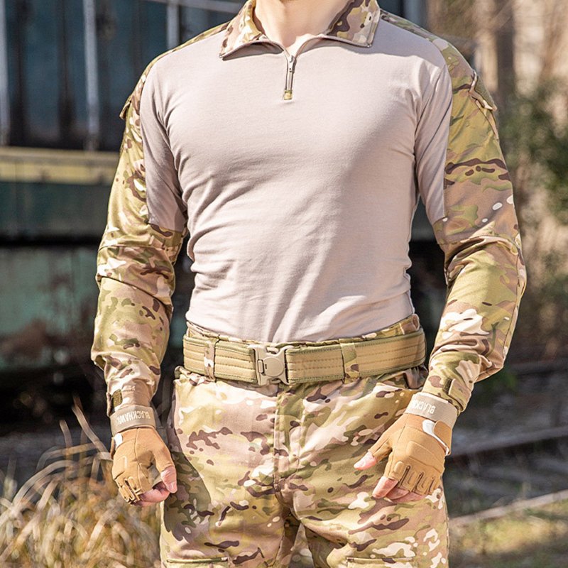 Outdoor tactics long sleeve suit set wear-resistant camouflage CS training hunting mountaineering camping work clothes
