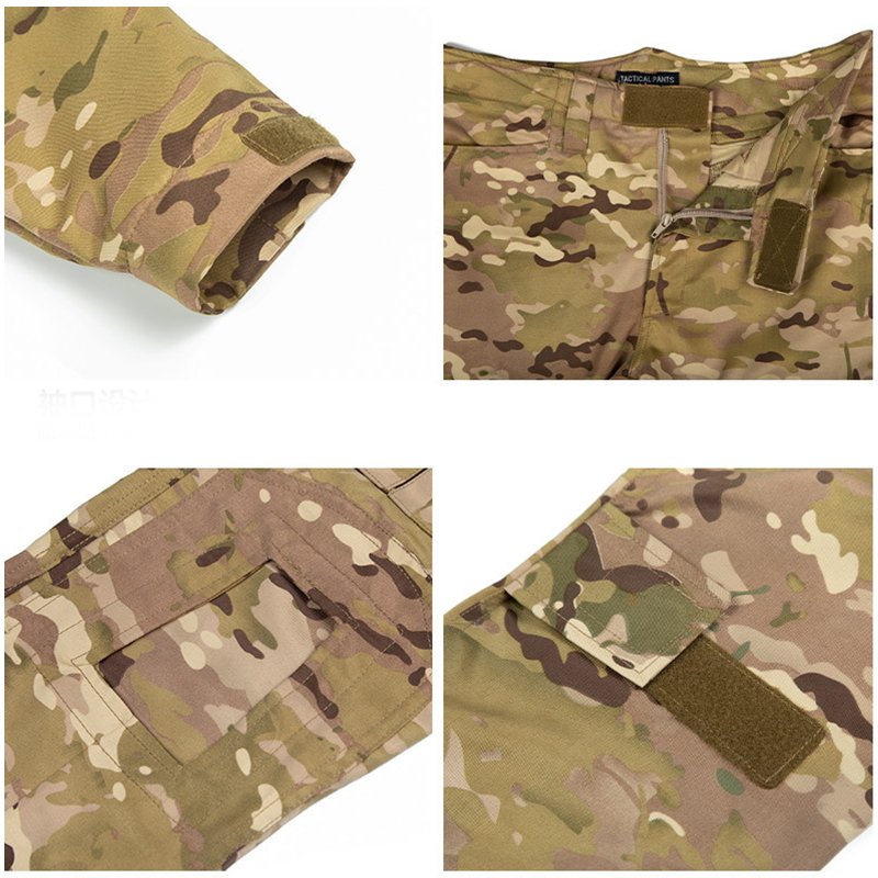 Outdoor tactics long sleeve suit set wear-resistant camouflage CS training hunting mountaineering camping work clothes
