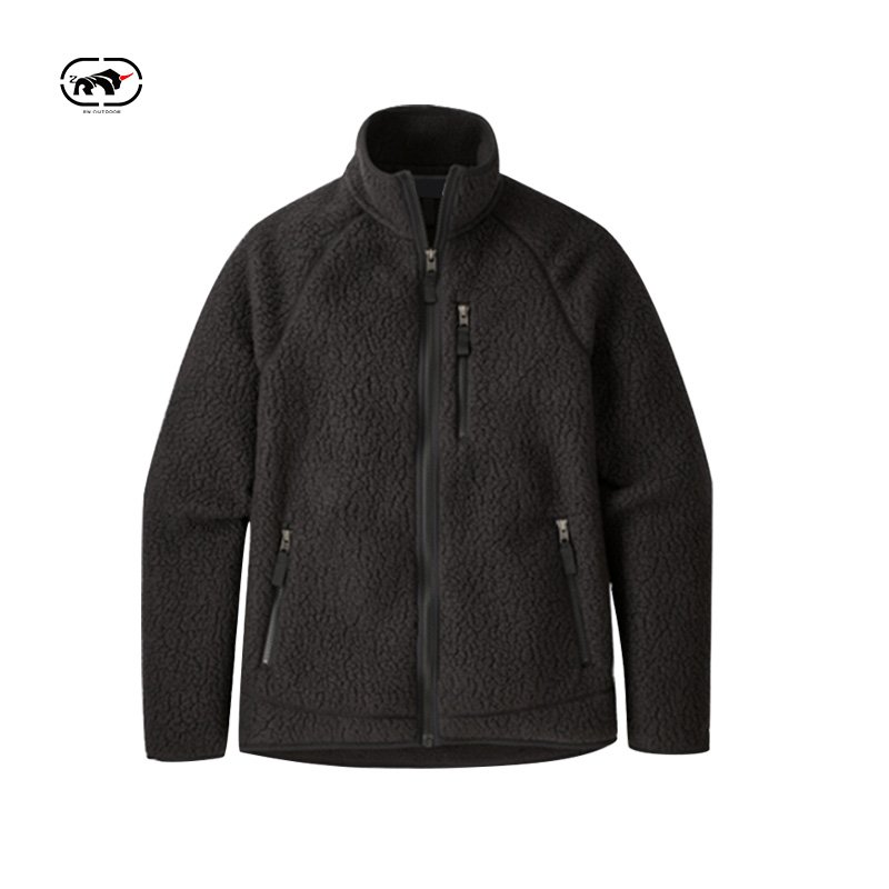 Custom Men's Fleece Full Zip Pockets Jacket Outdoor Winter Recreation Polar Fleece Coat for Hiking Travel