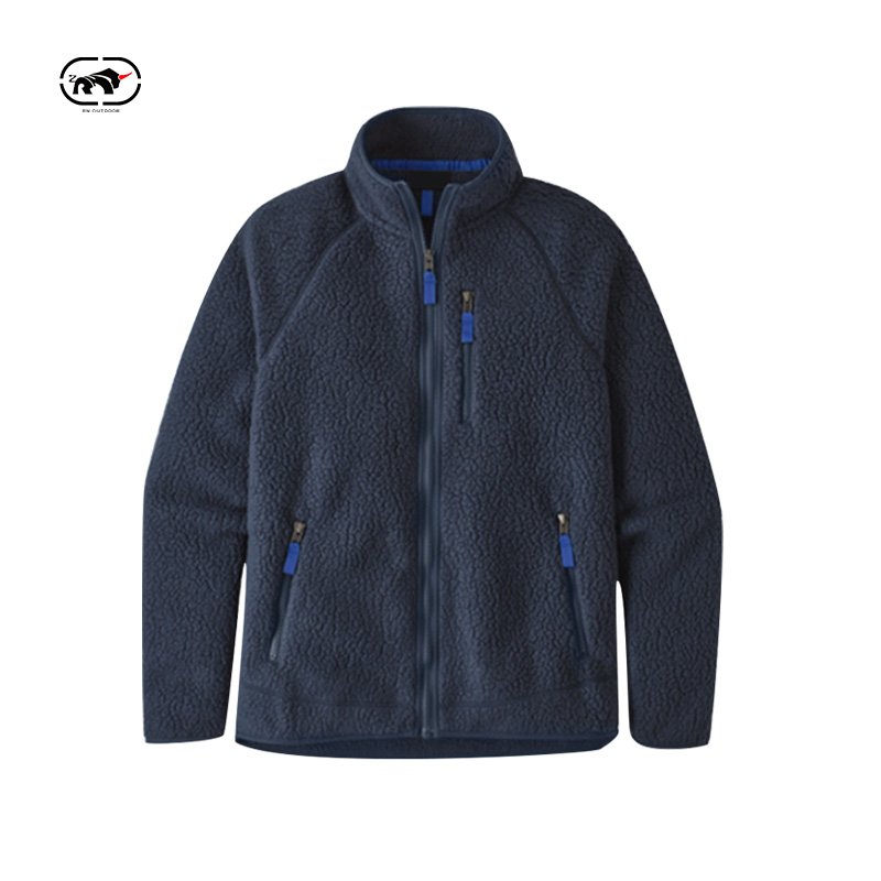 Custom Men's Fleece Full Zip Pockets Jacket Outdoor Winter Recreation Polar Fleece Coat for Hiking Travel