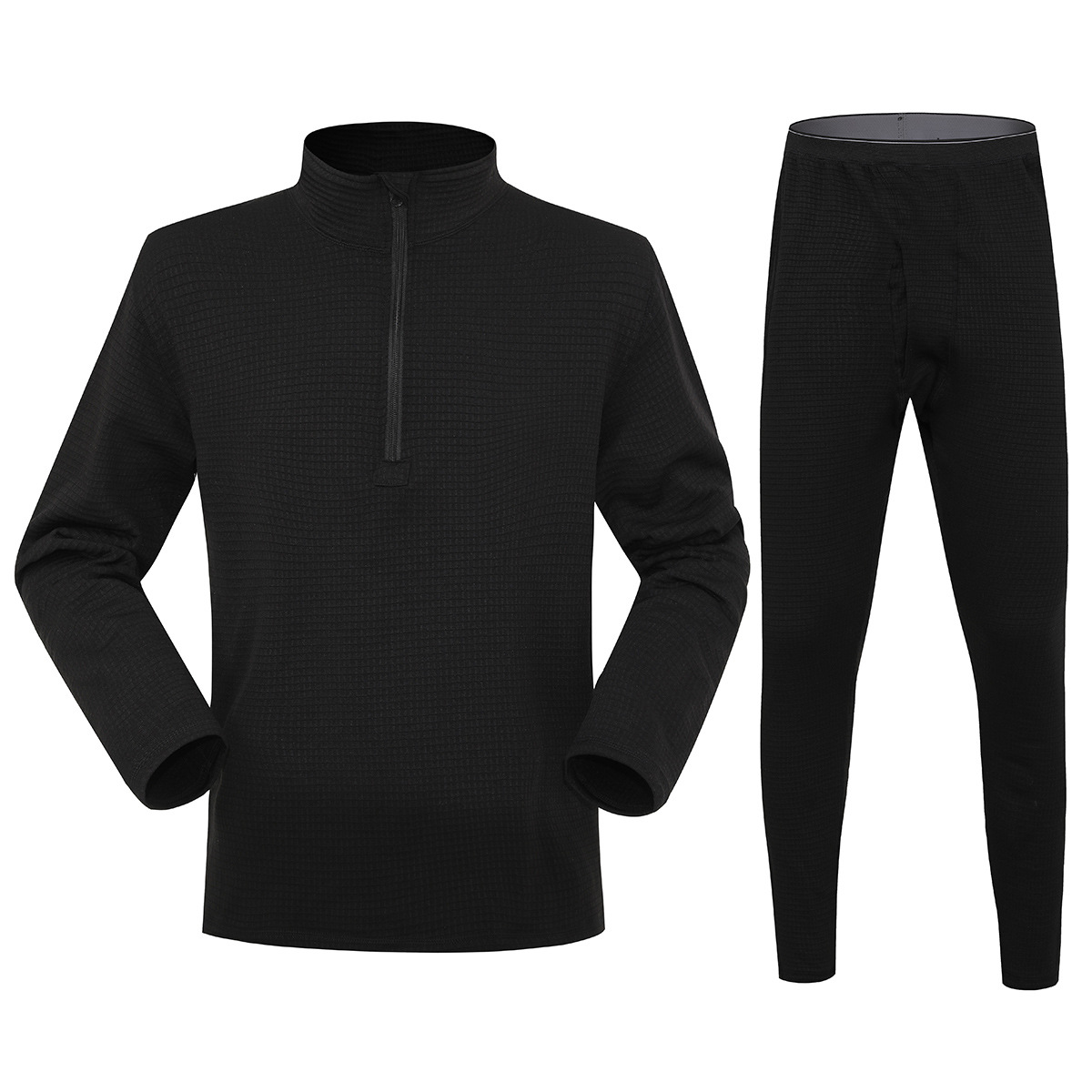 Men's Long Plaid Fleece Outdoor Thermal Underwear Factory's Cheap Price for Hiking Clothing