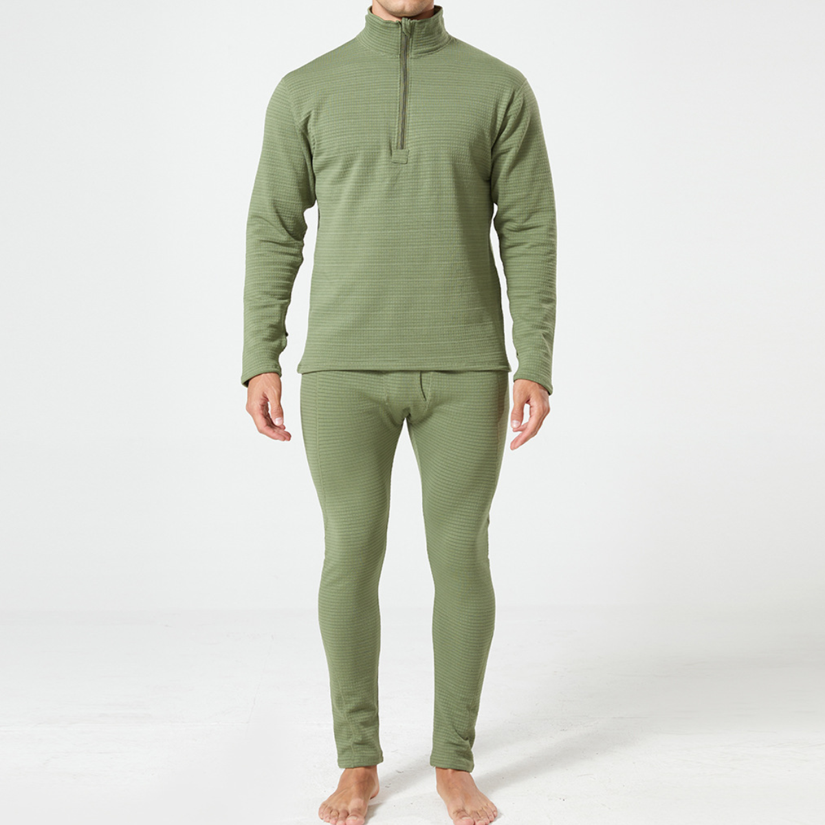 Men's Long Plaid Fleece Outdoor Thermal Underwear Factory's Cheap Price for Hiking Clothing