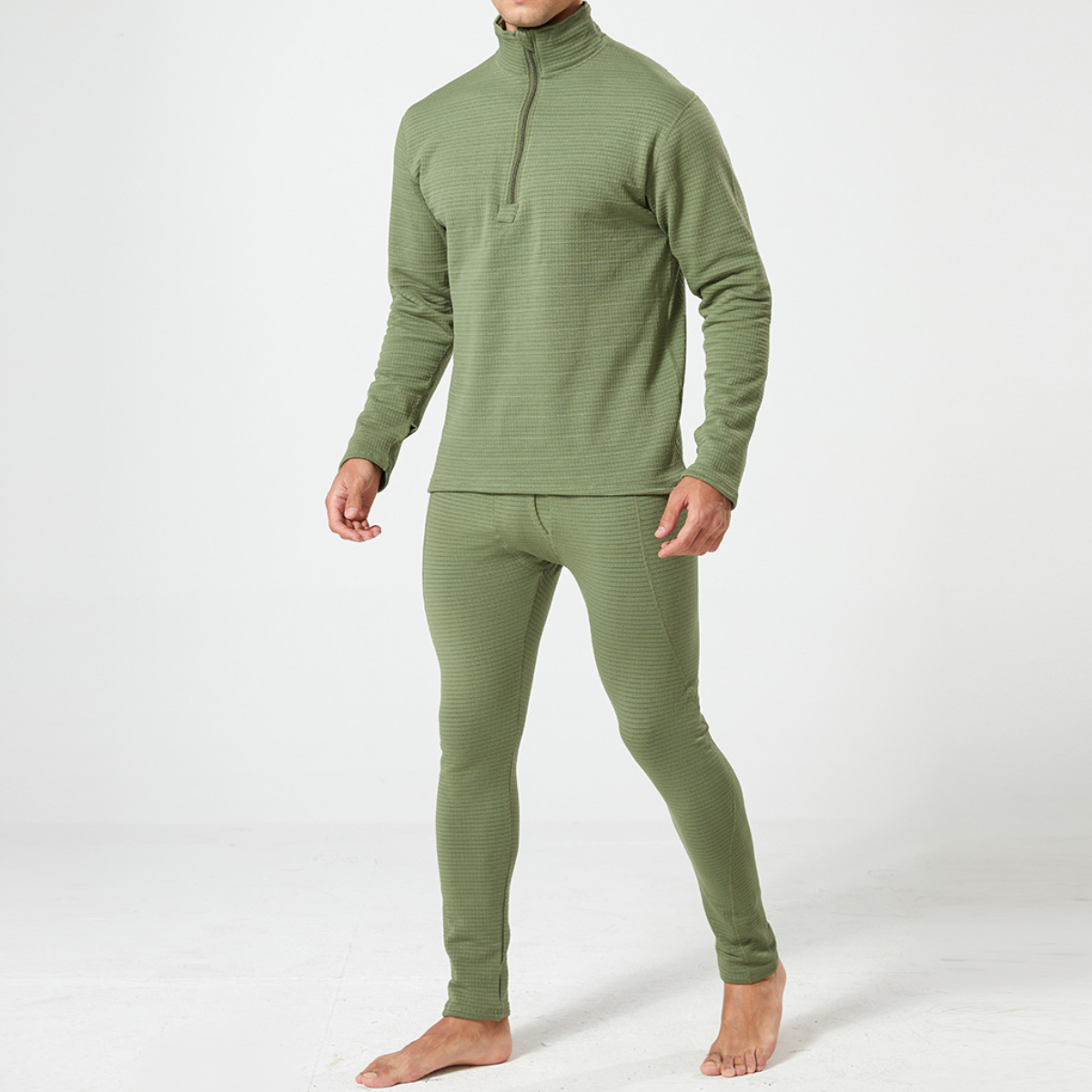Men's Long Plaid Fleece Outdoor Thermal Underwear Factory's Cheap Price for Hiking Clothing