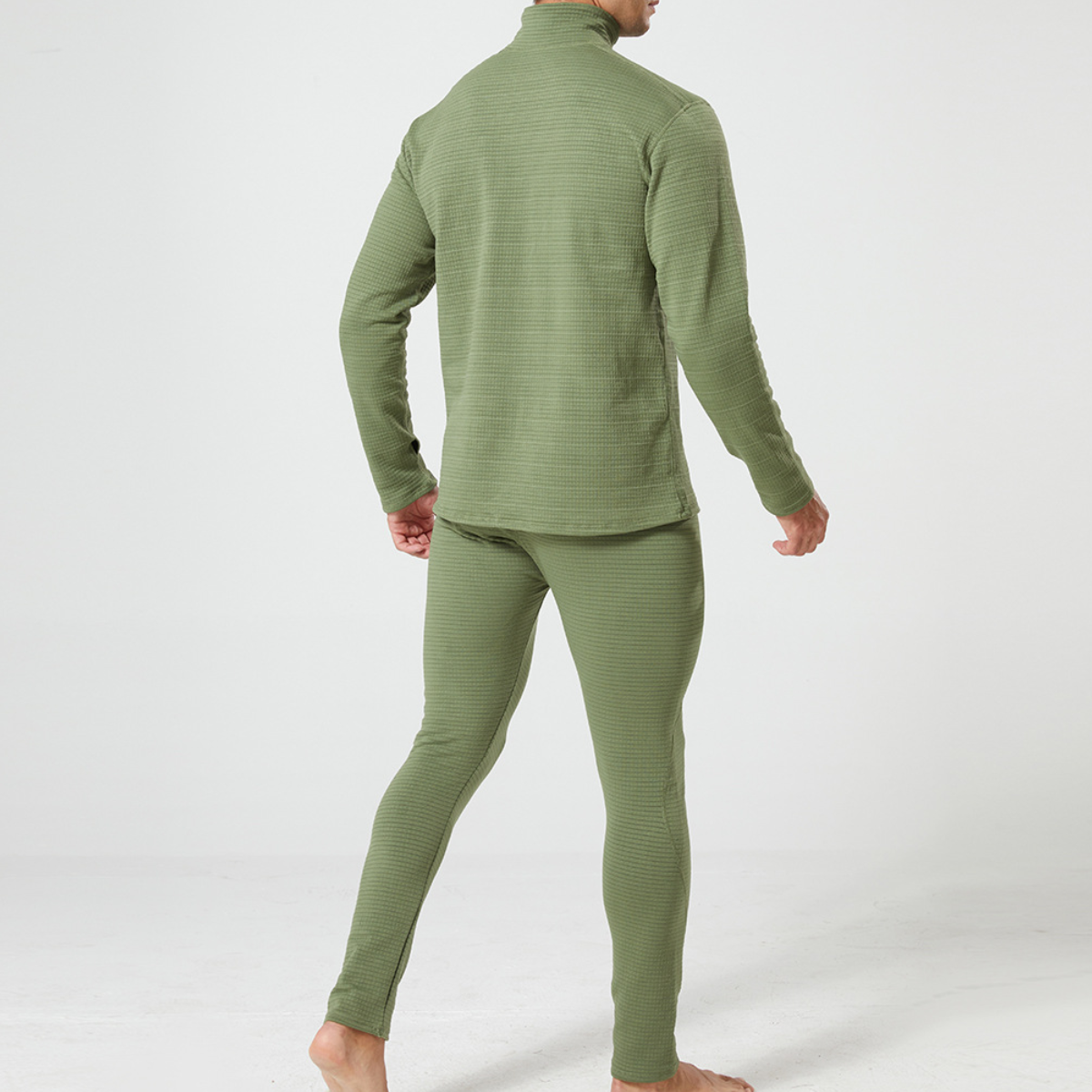 Men's Long Plaid Fleece Outdoor Thermal Underwear Factory's Cheap Price for Hiking Clothing