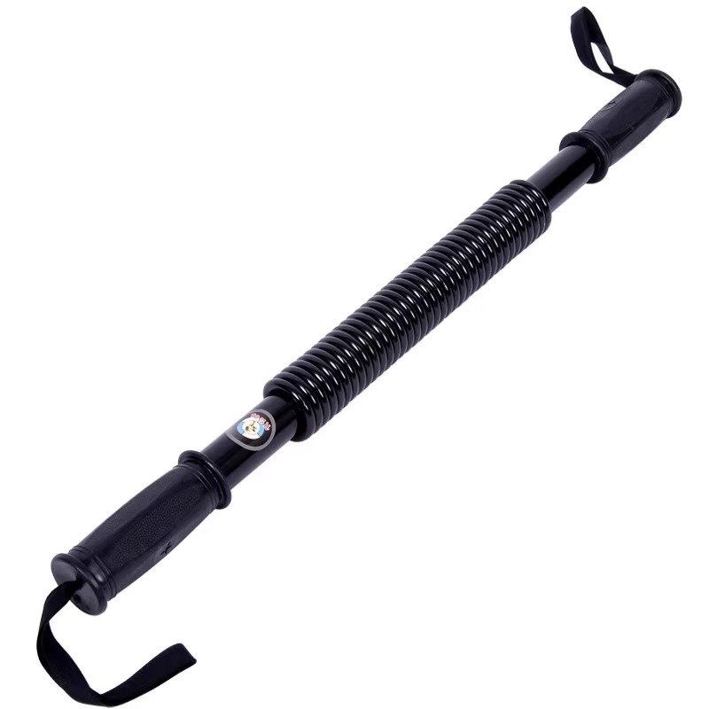 An arm-wielding man's home with a pec-muscular muscle exercise device, a scalding bar