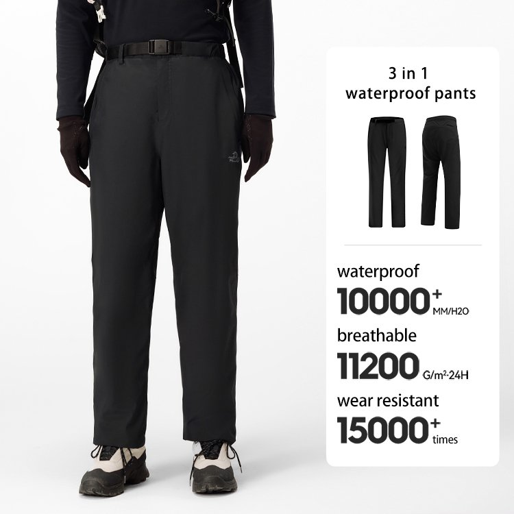 PELLIOT Outdoor Jogging 3 in 1 fleece lined Camping waterproof pants Trousers men's outdoor hiking pants