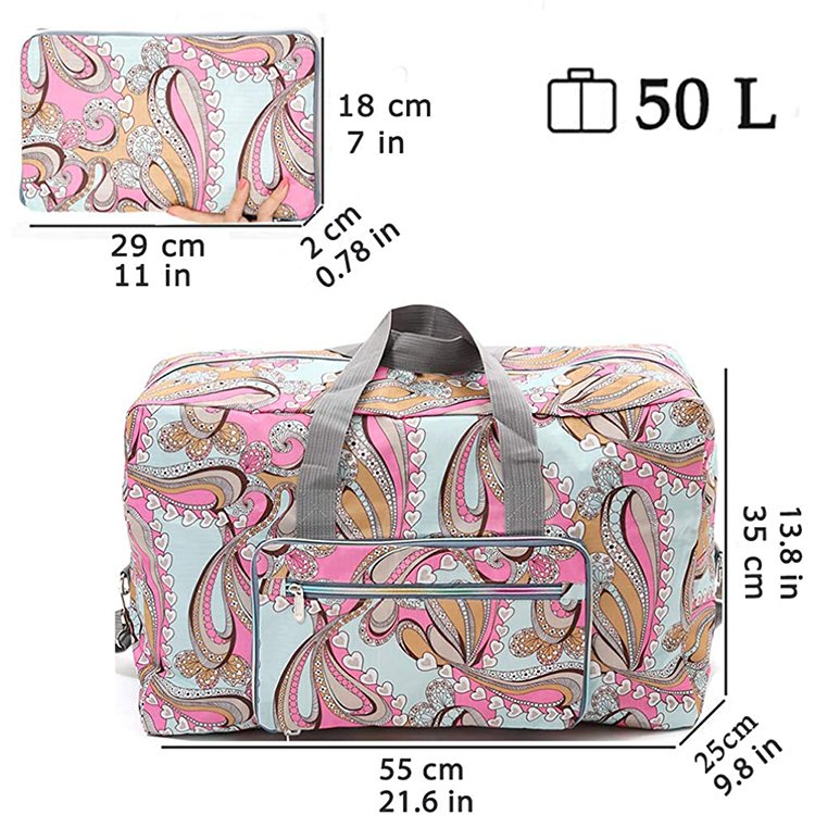 Custom Travelling Duffle Bag Foldable Luggage Suitcase Sport Gym Hiking School Designer Waterproof Polyester Light Weight Women