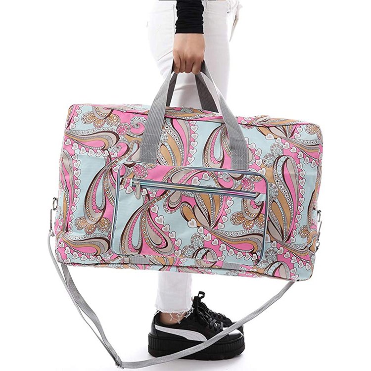 Custom Travelling Duffle Bag Foldable Luggage Suitcase Sport Gym Hiking School Designer Waterproof Polyester Light Weight Women