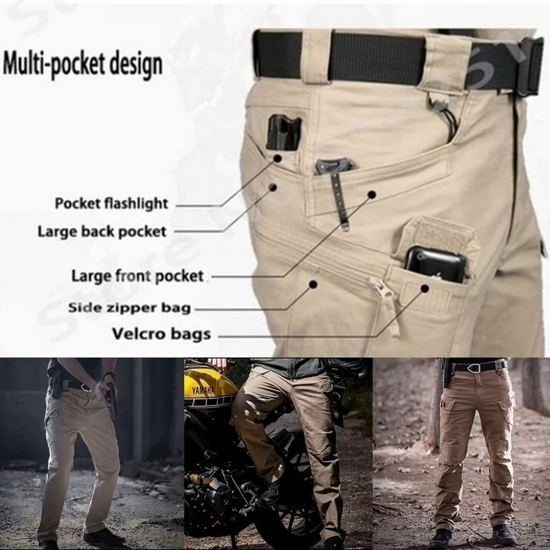 Plus Size Men's Pants Multiple Pocket Urban Trousers Men Slim Cargo Pants Streetwear fashion Stylish Trendy