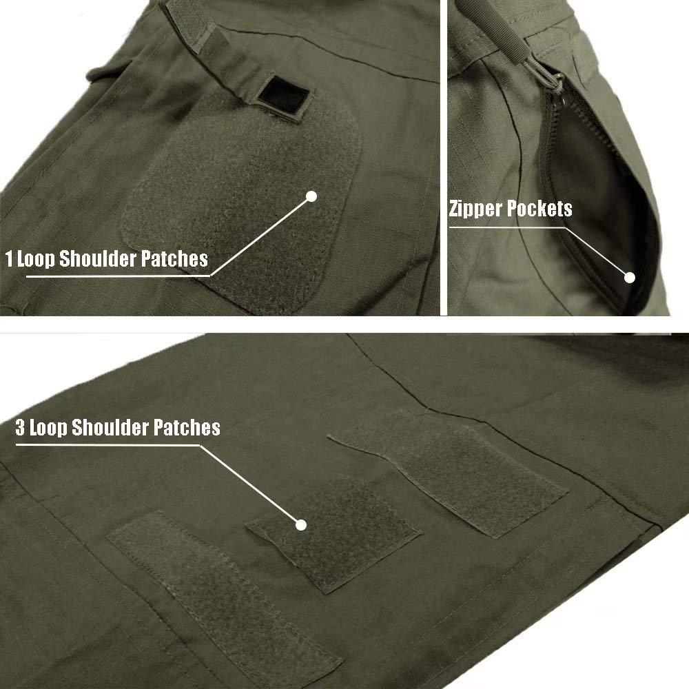 Mens' Hunting Shirts 1/4 Zip Long Sleeve Tactical Shirts Outdoor Hiking Shirts Casual Pullover Tops Ripstop Frog Suit Men