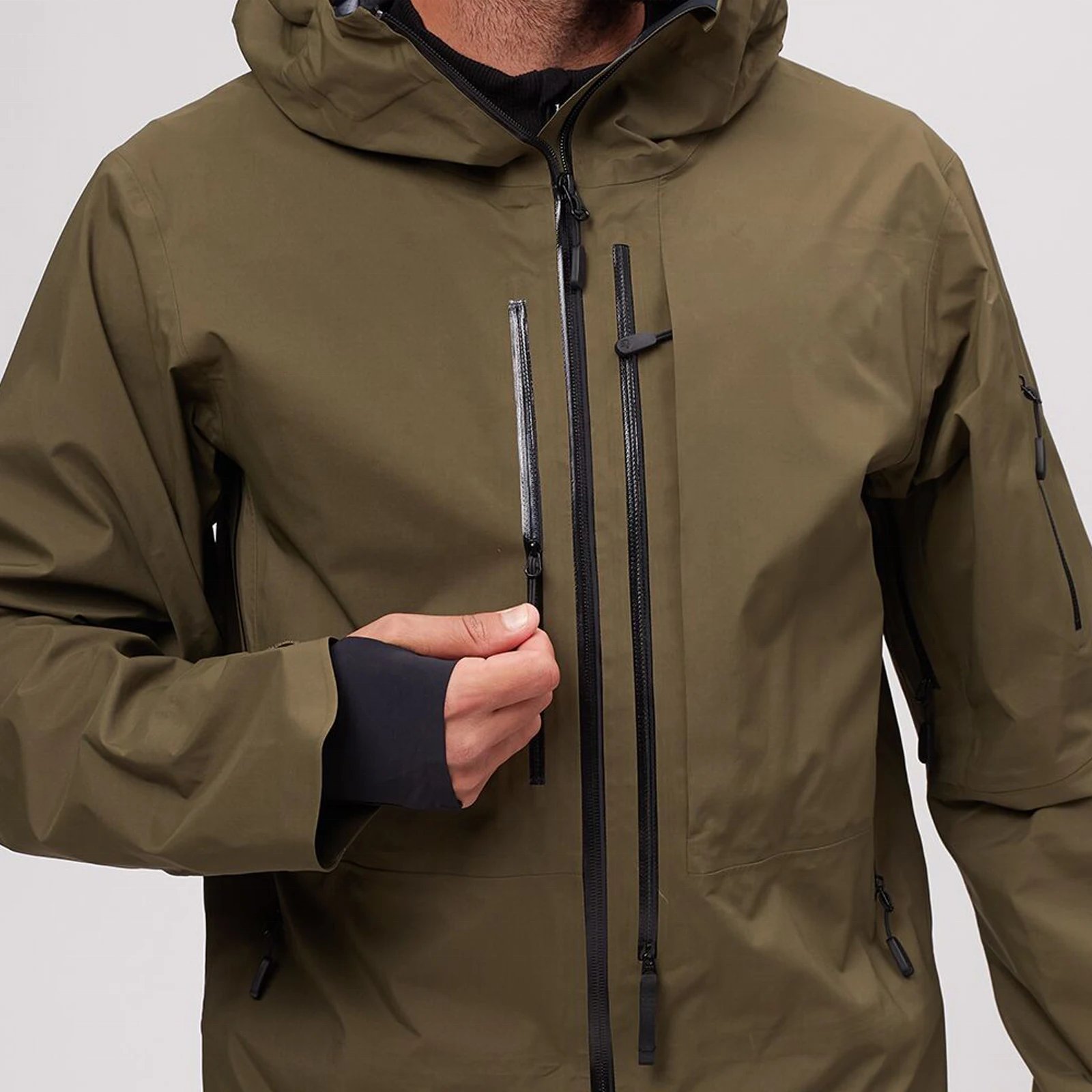Custom outdoor men water resistant hiking jacket windproof waterproof mountain jackets full zip windbreaker breathable rain coat