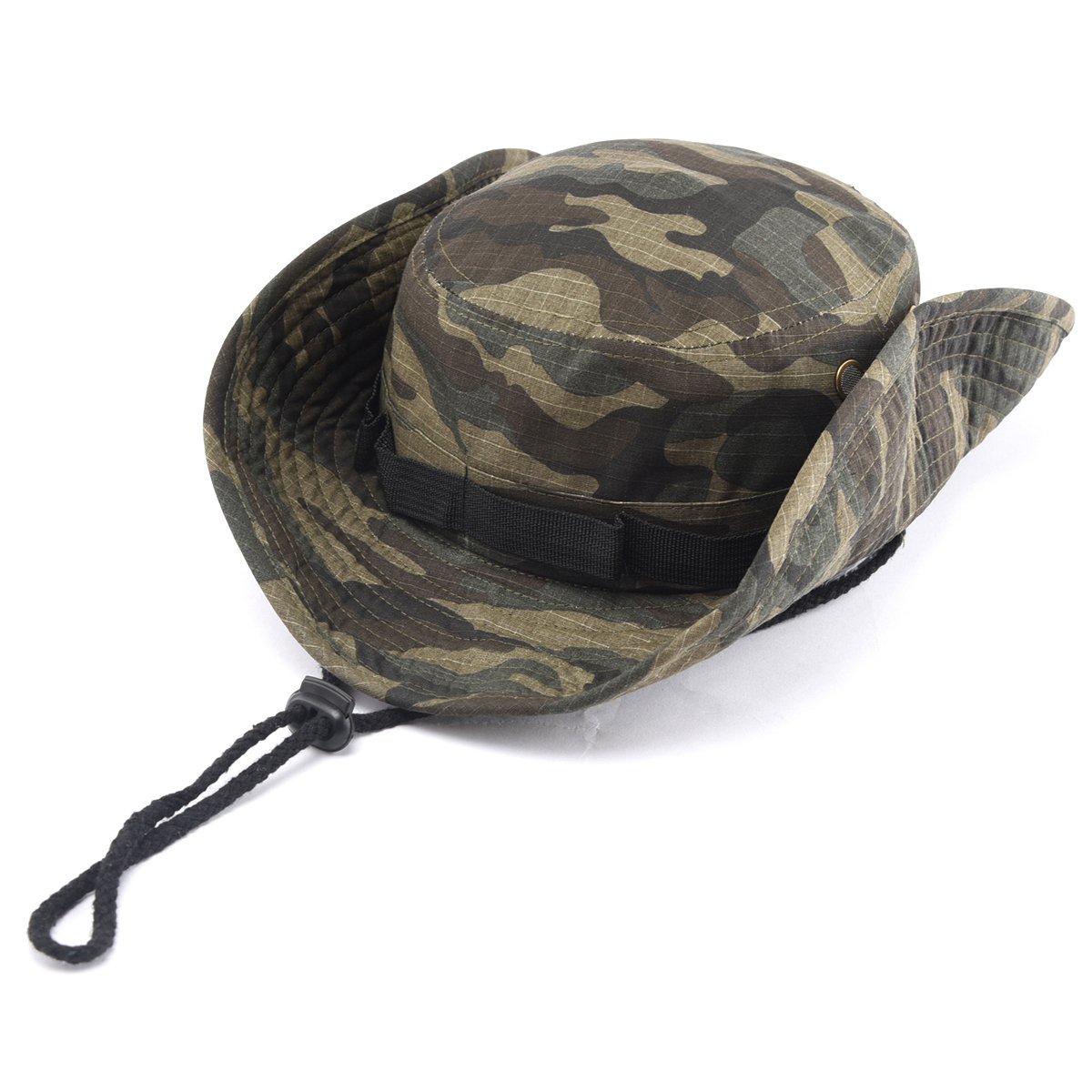 UPF50 adjustable string bucket hat wide brim fishing cap camouflage outdoor bonnie hat