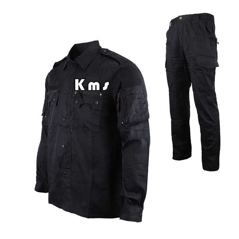 KMS Wholesale Hot Sale Ready To Ship Outdoor Camouflage Training Trekking Combat Tactical Clothing Uniform Set Black For Hunting