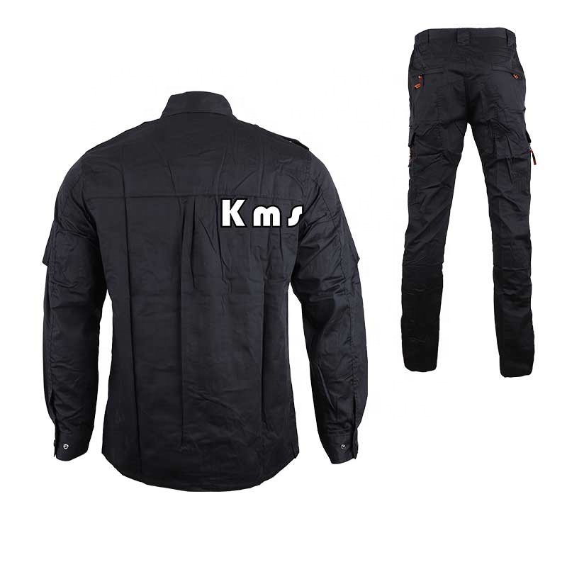 KMS Wholesale Hot Sale Ready To Ship Outdoor Camouflage Training Trekking Combat Tactical Clothing Uniform Set Black For Hunting