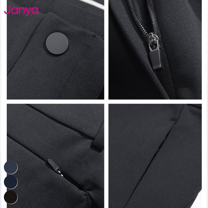 Casual High Stretch Men's Clothing Zipper Pockets Sports Pants Elastic Waistband Outdoor Running Trousers Loose Business Pants