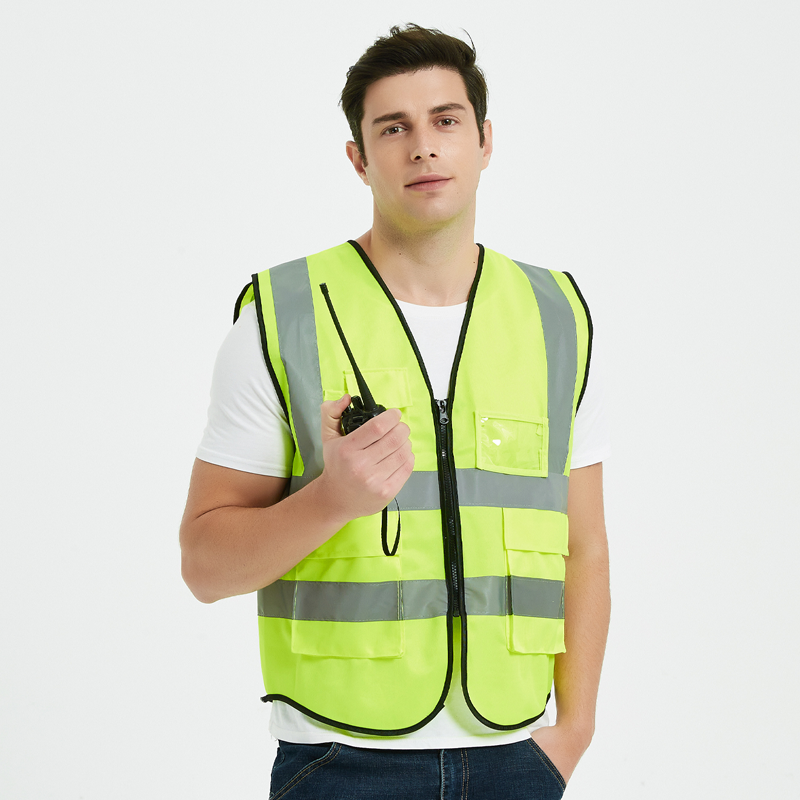 Mingrui Factory Wholesale Custom Logo Worker Reflective Safety Vest Ce Standard Reflective Clothing Reflective Vests 4 Pockets