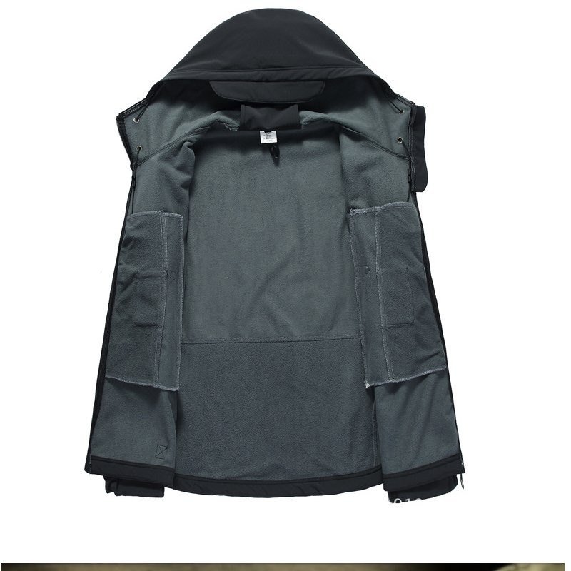 Waterproof Multi-Pocket Tactical Jacket Outdoor Soft Men's Autumn And Winter Fleece Warm Mountaineering Suit Uniform Jacket