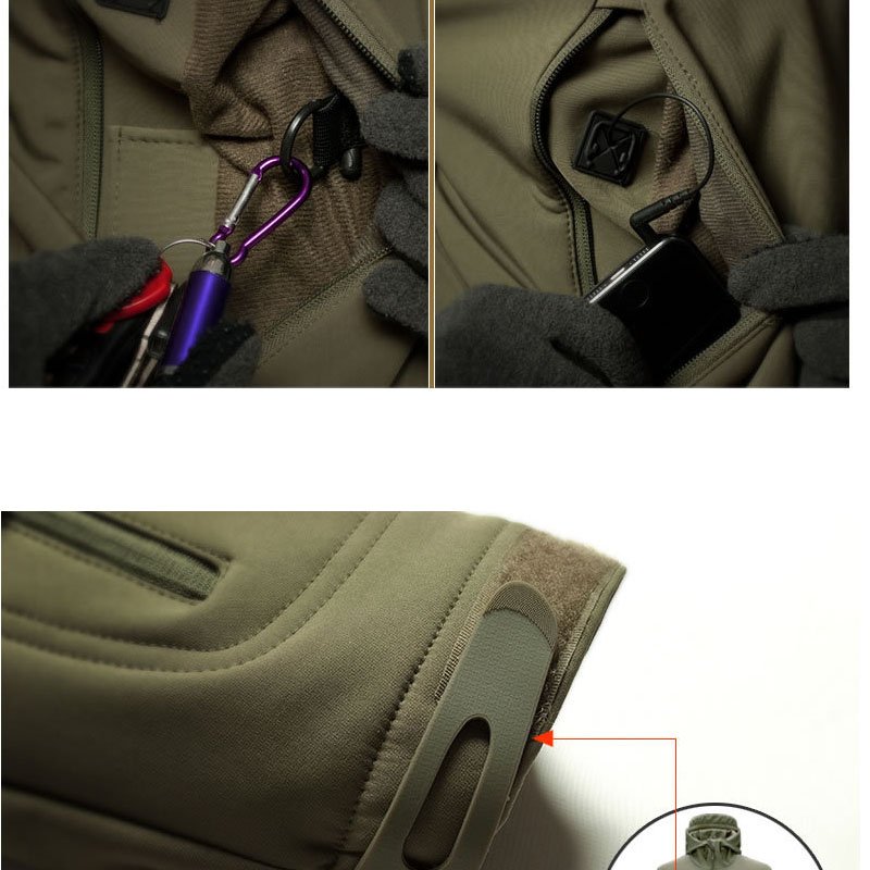 Waterproof Multi-Pocket Tactical Jacket Outdoor Soft Men's Autumn And Winter Fleece Warm Mountaineering Suit Uniform Jacket