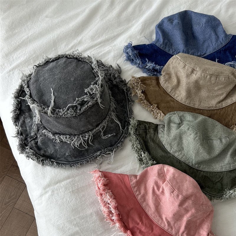 Cowboy fisherman hat new Korean version of color wash retro basin hat women's spring summer outdoor sunscreen visor