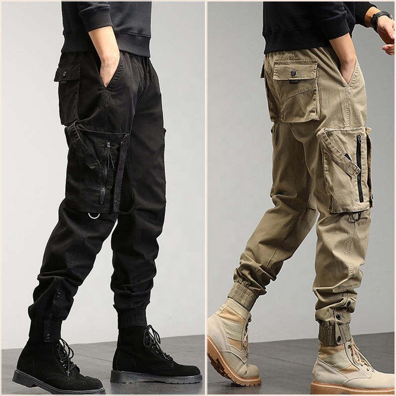 Men's Casual Cargo Pants Workout Joggers Stretch Sweatpants Hiking Drawstring Tactical Pants with Multi Pockets