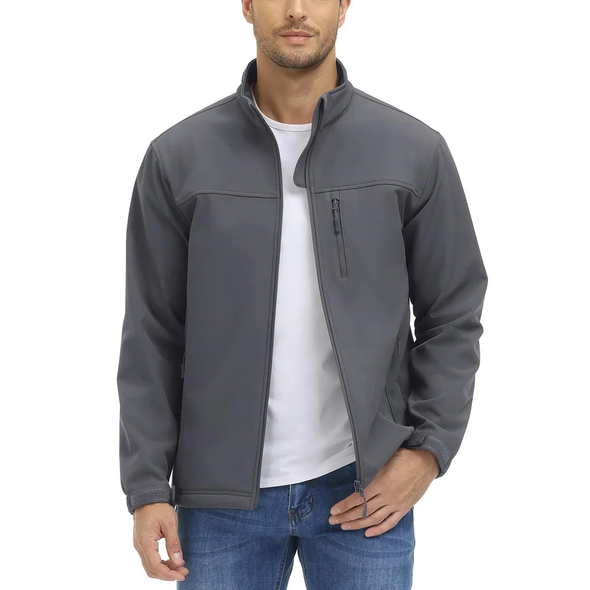 Windbreaker Custom Men's Lightweight Fleece Windproof Working Coat Soft Shell Waterproof Hiking Outdoor Jacket