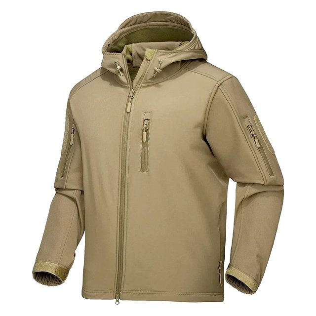 Water-Resistant Tactical Jacket Hiking Camouflage Hunting Jacket Fleece Lined Soft shell Jacket With Hoodies