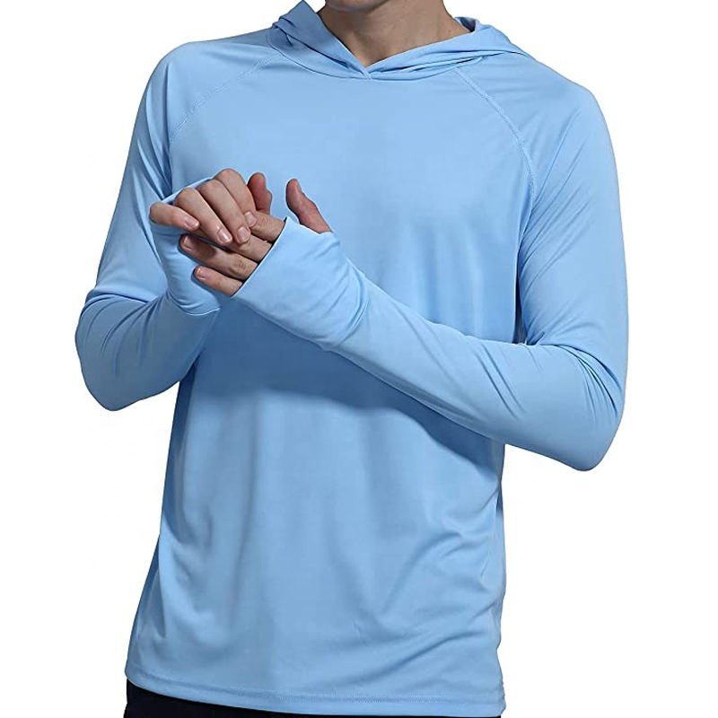 Wholesale Moisture Wicking Uv Blank Upf 50 Polyester Fishing Shirts Protection Quick Drying Mens Hoodie Fishing Clothes