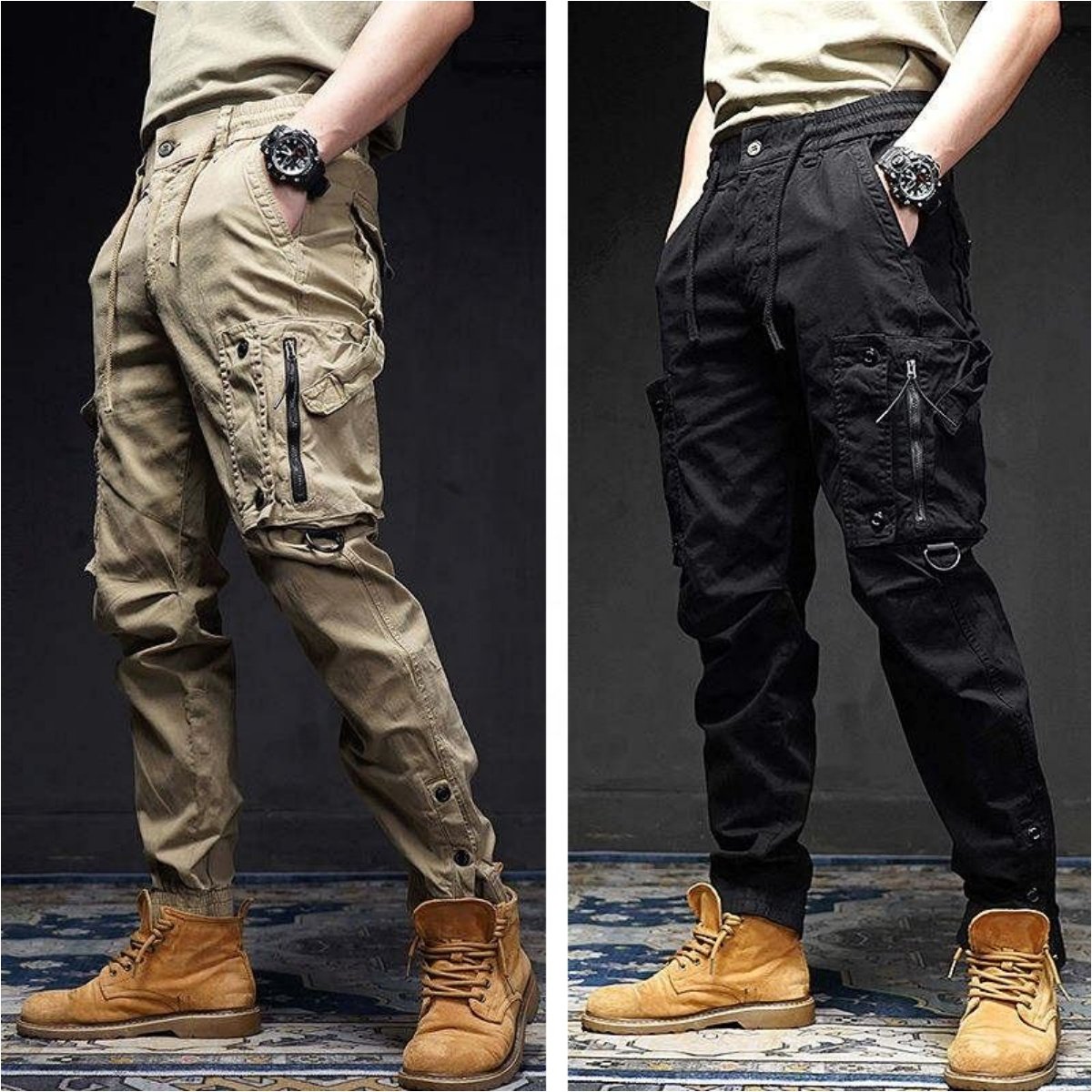 Men's Casual Cargo Pants Workout Joggers Stretch Sweatpants Hiking Drawstring Tactical Pants with Multi Pockets