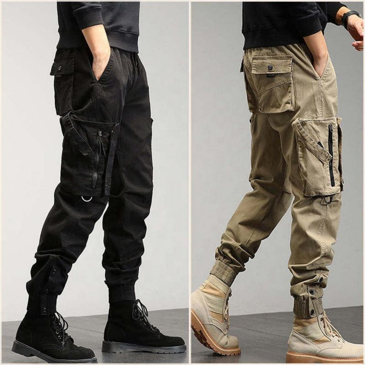Men's Casual Cargo Pants Workout Joggers Stretch Sweatpants Hiking Drawstring Tactical Pants with Multi Pockets