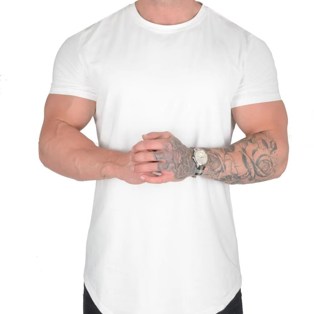 Fashion Solid Color Cotton Sports Shirts For Men Quick Dry Breathable Gym Tops Loose Comfortable Mens Sports T-shirts