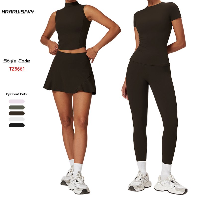 Wholesale Tight Fitness Clothing Women Yoga Suit Quick Dry Sport Suit Casual Gym Workout Yoga Set 4 Pcs