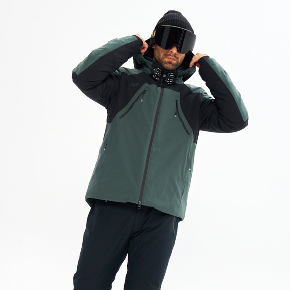 Men's Casual Snow Jacket Waterproof Windproof Safari Jacket with Hood for Hiking Mountain Zipper Closure Windbreaker Coat