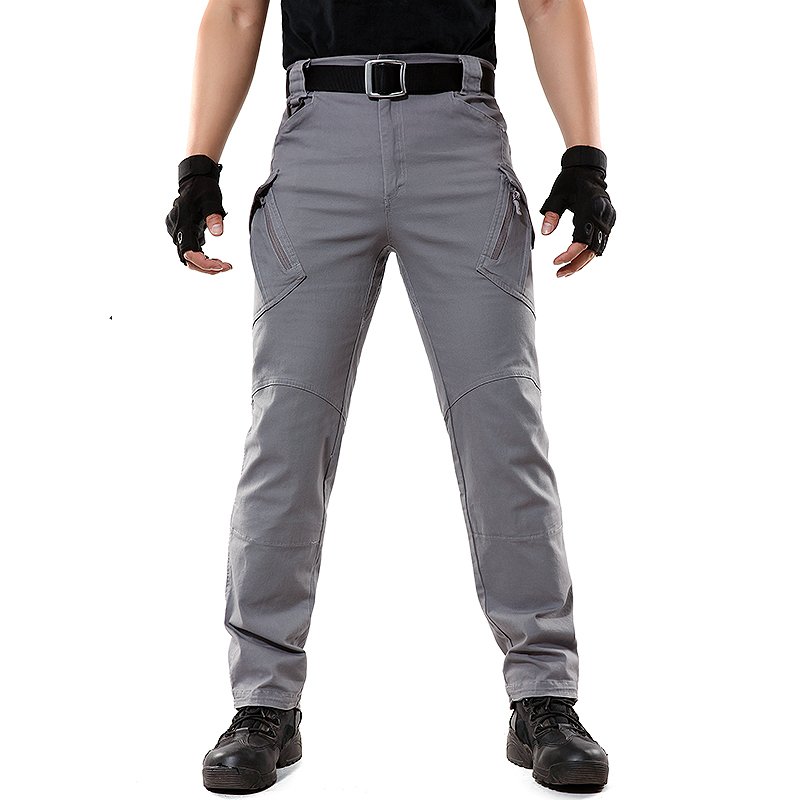 Men's Cotton Canvas Pant Elastic Fans Combat Outdoor Working Tactical Pants Trousers Hiking Hunting Worker Cargo Pants