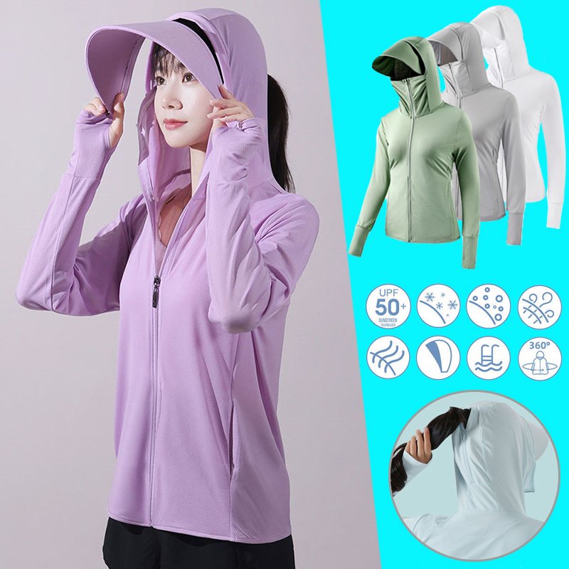 Sidiou Group Summer Women Sun Protection Jacket Removable Brim Quick Dry Long Sleeve Anti UV Female Hooded Hiking Jacket