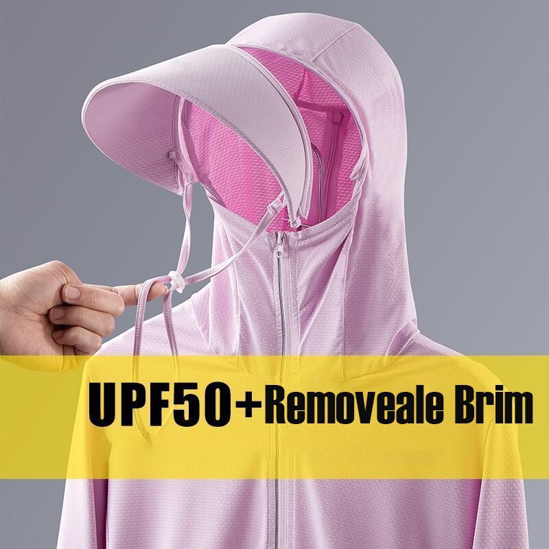 Sidiou Group Summer Women Sun Protection Jacket Removable Brim Quick Dry Long Sleeve Anti UV Female Hooded Hiking Jacket