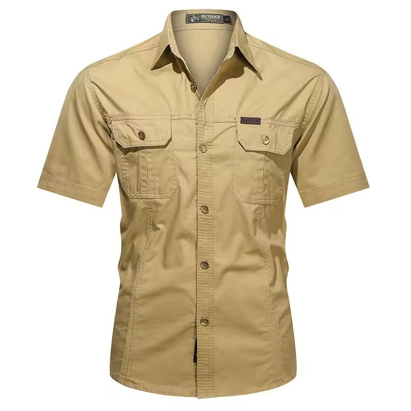 Men's Short Sleeve Cotton Casual Shirt Sport Tactical Shirt Half Sleeve for Hiking Climbing Hunting Outdoor Sport Shirt