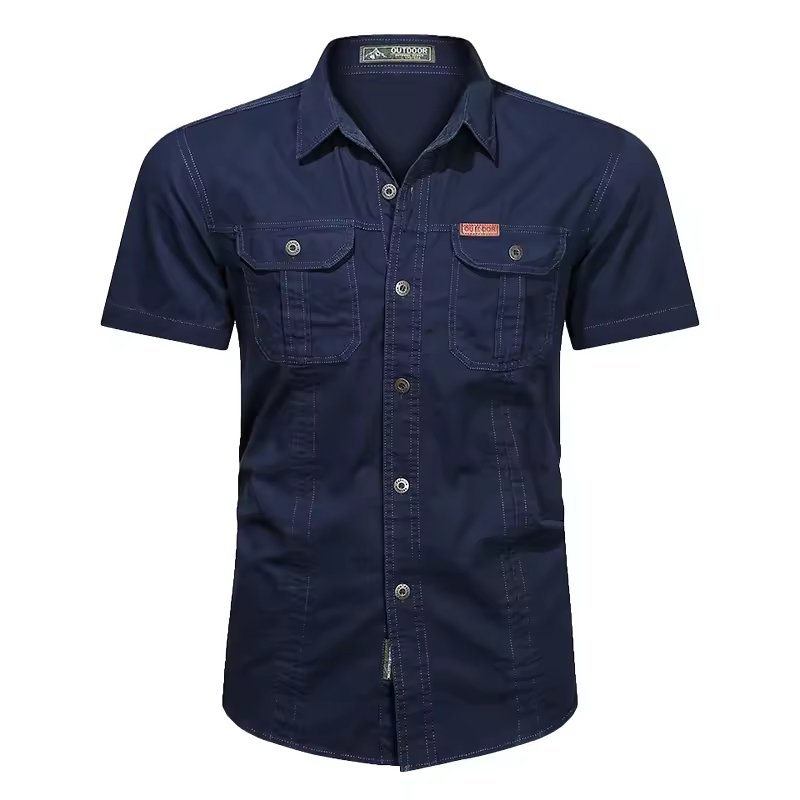 Men's Short Sleeve Cotton Casual Shirt Sport Tactical Shirt Half Sleeve for Hiking Climbing Hunting Outdoor Sport Shirt