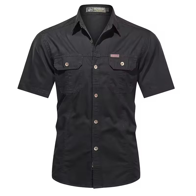 Men's Short Sleeve Cotton Casual Shirt Sport Tactical Shirt Half Sleeve for Hiking Climbing Hunting Outdoor Sport Shirt