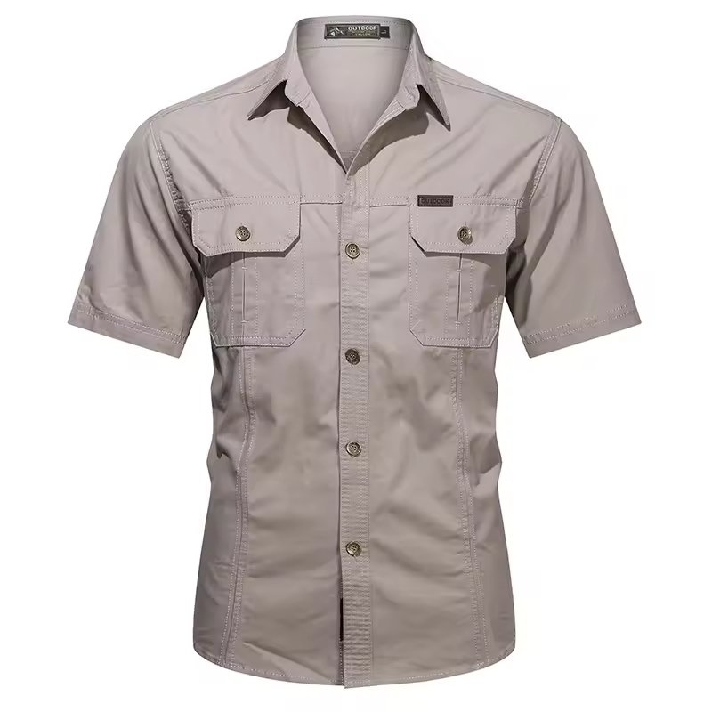 Men's Short Sleeve Cotton Casual Shirt Sport Tactical Shirt Half Sleeve for Hiking Climbing Hunting Outdoor Sport Shirt